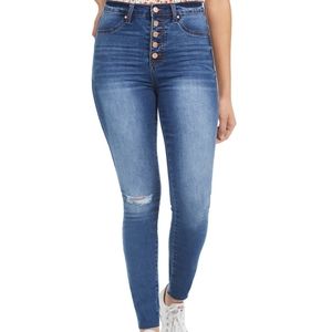 Celebrity Pink Button Fly High-Rise Skinny Jeans